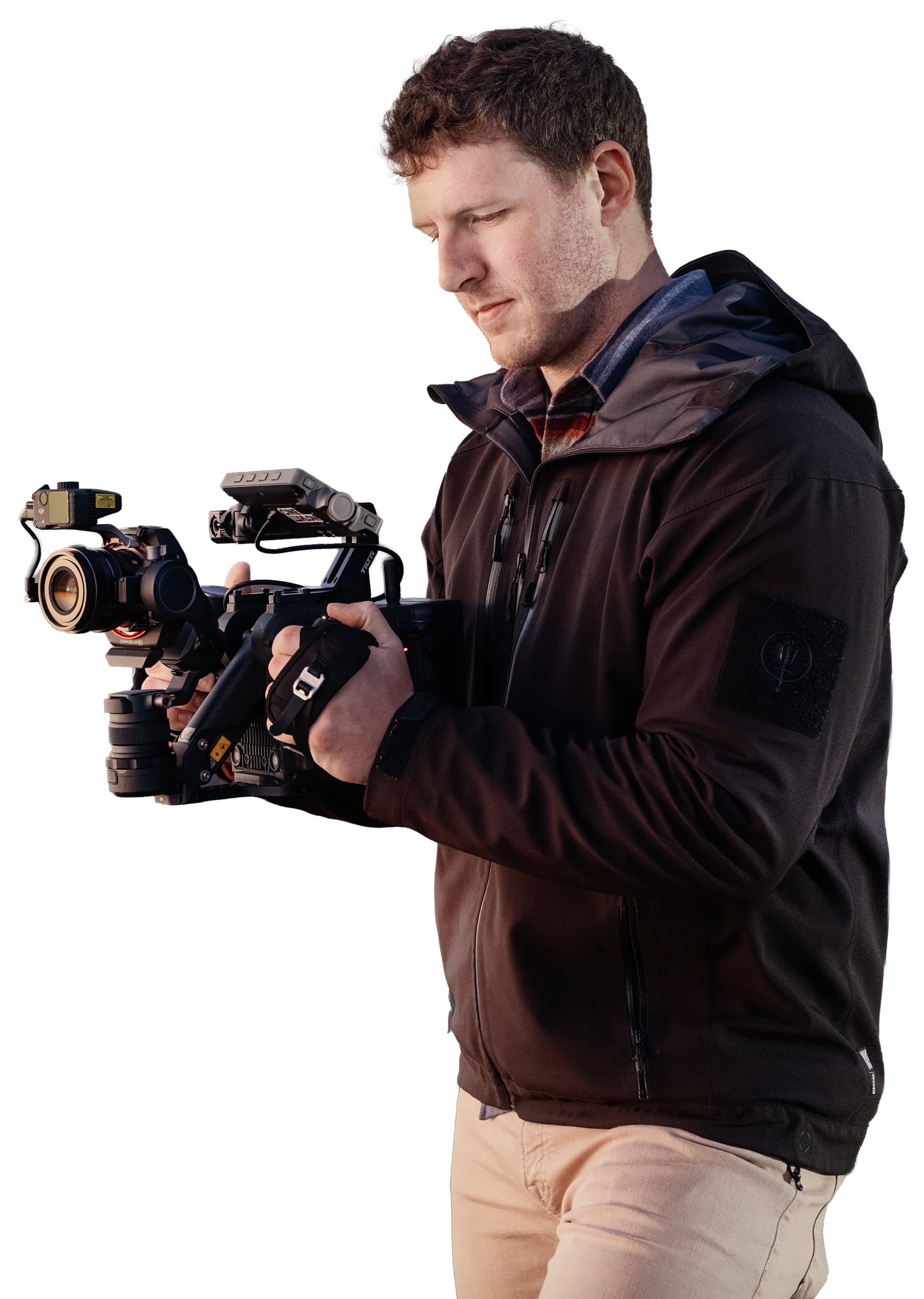 Shane Yeager preparing a drone for an aerial shot